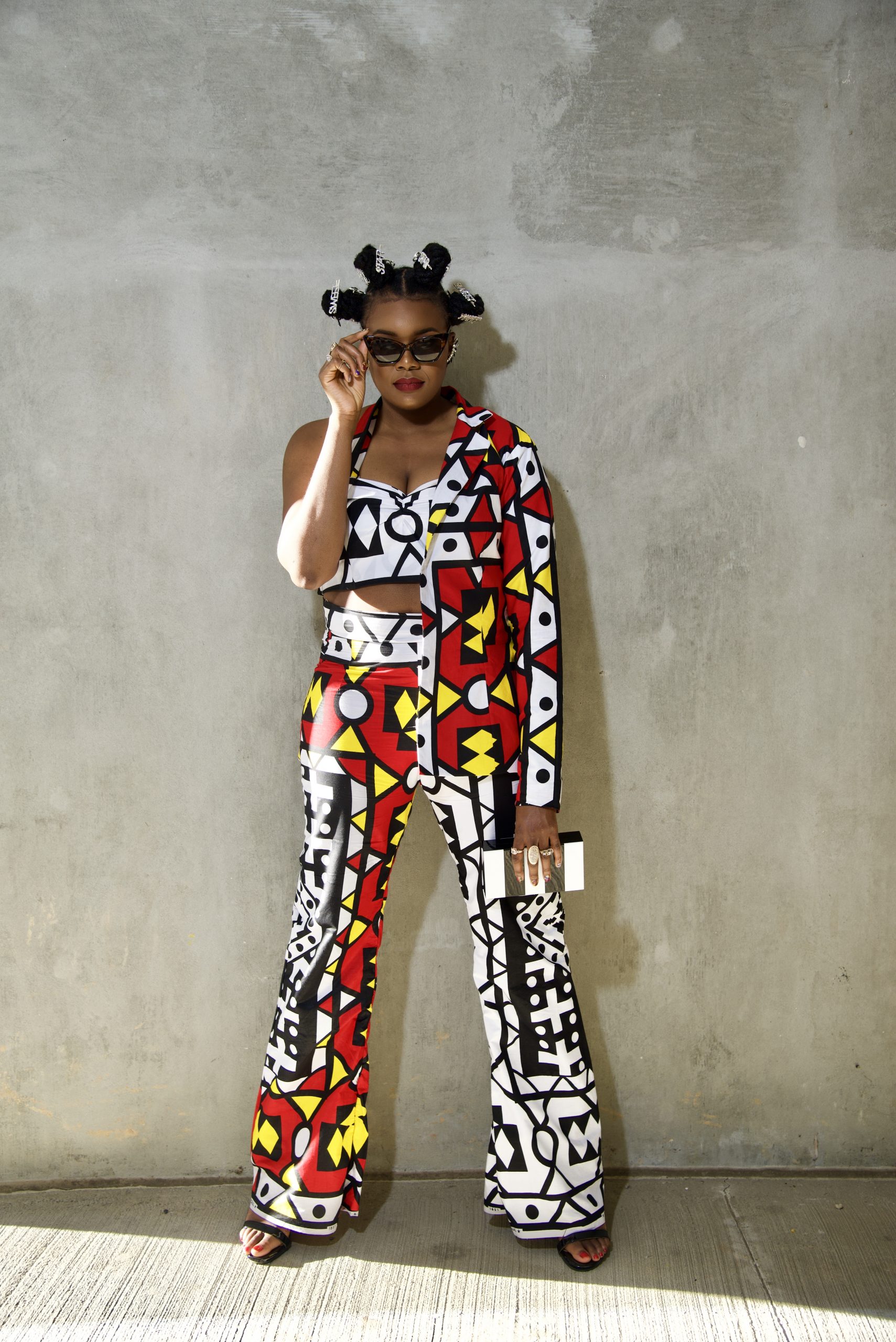 Samakaka Samacaca Angola Red Yellow Black White Half Croptop Half