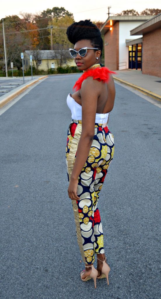 all-things-ankara-fashion-week-2014-day-3-feathers-ankara-white-bustier-daniele-ayele-feather-necklace-and-montrosee-high-waisted-ankara-print-pants-3