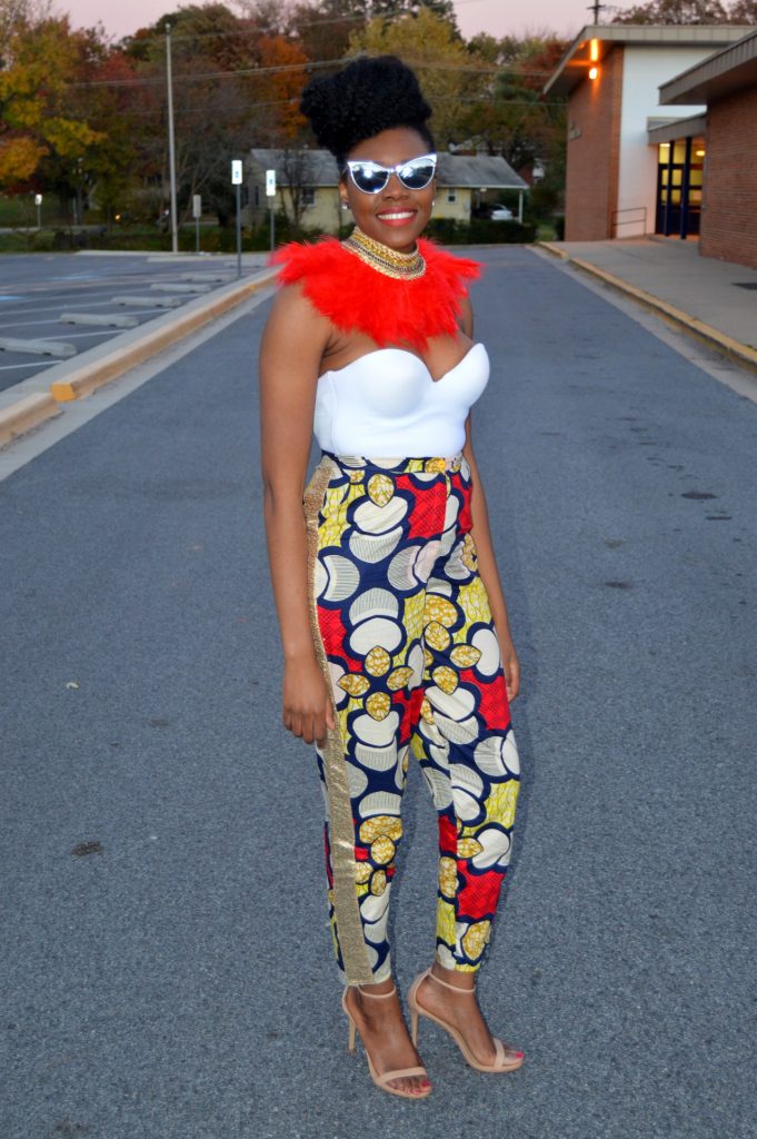 all-things-ankara-fashion-week-2014-day-3-feathers-ankara-white-bustier-daniele-ayele-feather-necklace-and-montrosee-high-waisted-ankara-print-pants-4